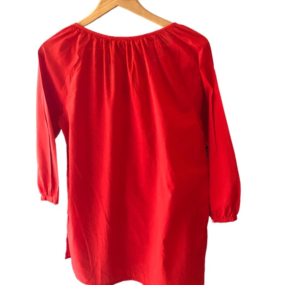Rock Flower Paper blouse peasant style tomato red eyelet cotton boho size small - Picture 4 of 9